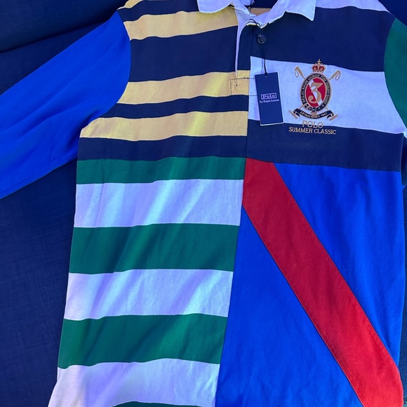 POLO Ralph Lauren Mens Classic-fit Patchwork Jersey Rugby Shirt XL w/ Tags.Super - Picture 3 of 6